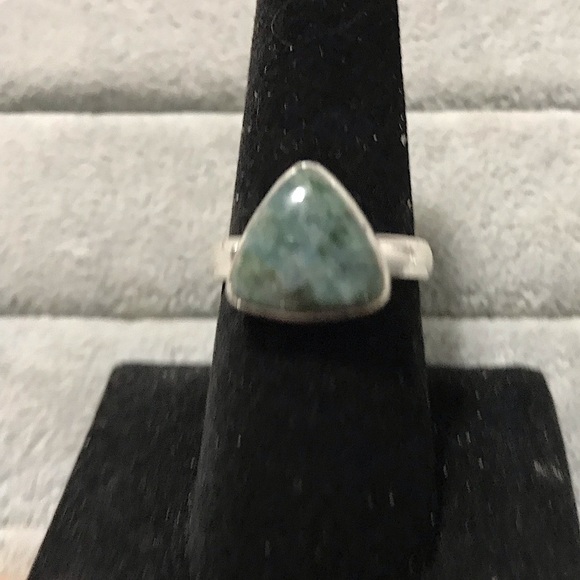 New Sterling Silver Triangle Blue Green Mermaid Kyanite Ring Size 8-8.25 Crystal - Picture 8 of 16